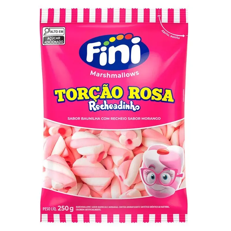 FINI MARSHMALLOWS TORÇAO ROSA 250GR