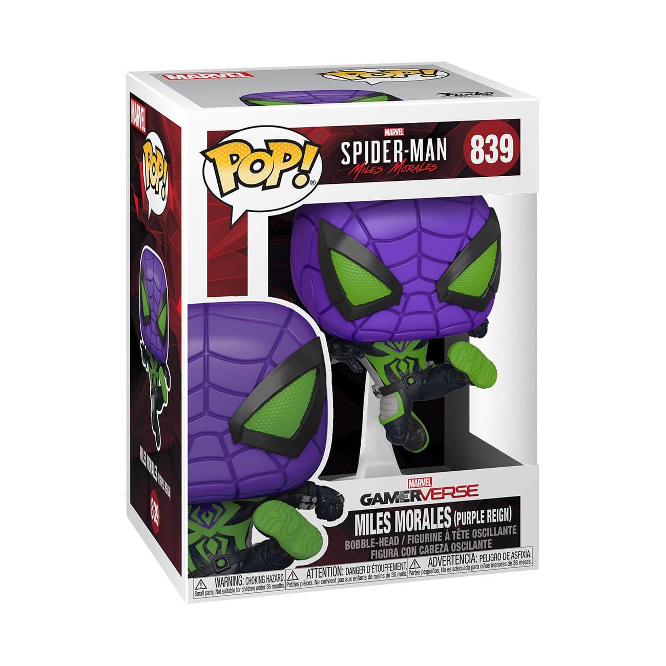 FUNKO POP 839 SPIDER MAN MILES MORALES PURPLE REIGN
